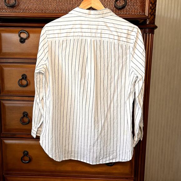 Westbound Women´s Stripe Buttondown cotton Minimalist neutral Top size PL - Picture 2 of 12